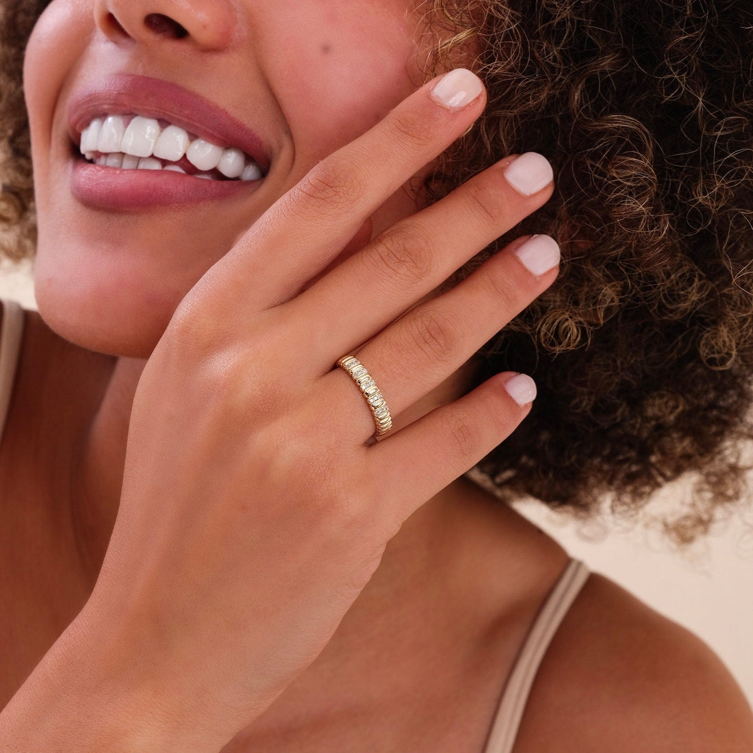 Round Cut Diamond Half Eternity Unique Wedding Ring for Her