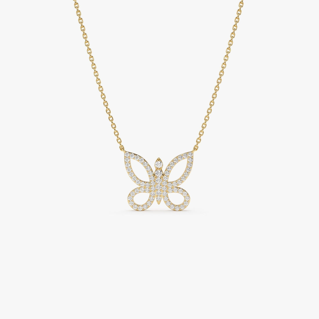 0.35 TCW Round Cut Butterfly Moissanite Diamond Necklace