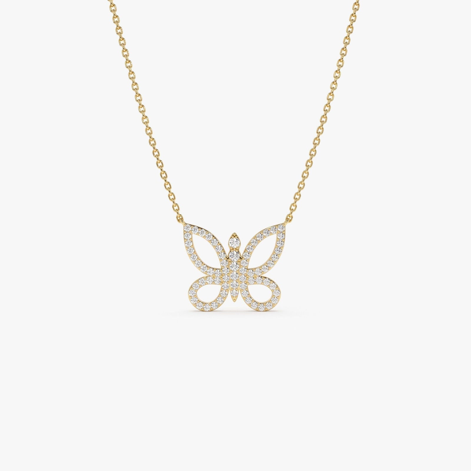 0.35 TCW Round Cut Butterfly Moissanite Diamond Necklace