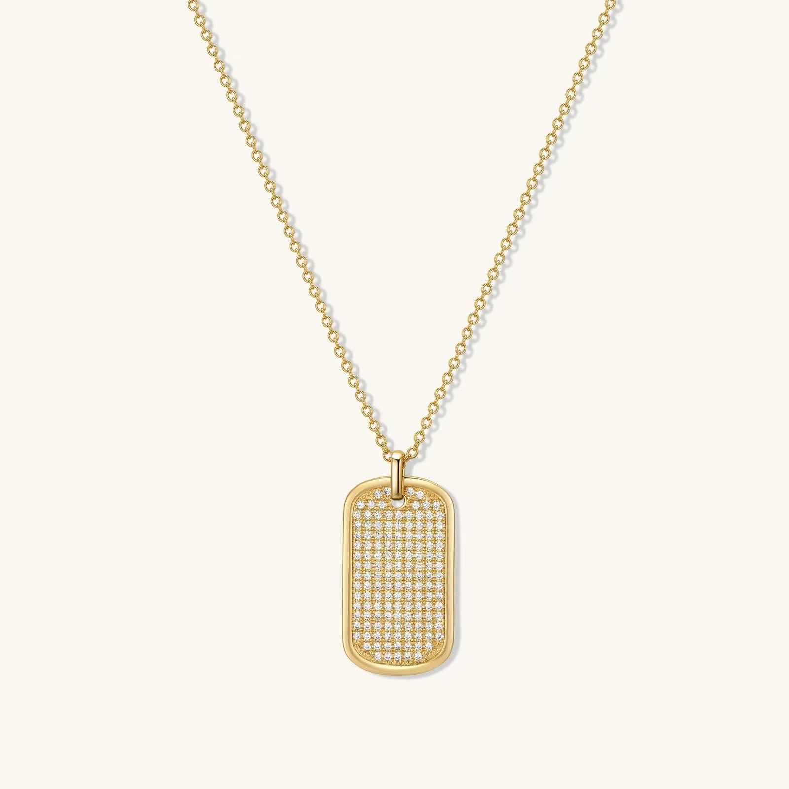 Dog Tag Pendant Diamond Necklace Gift for Her