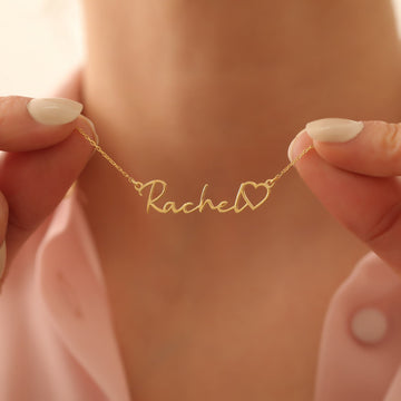 Gold Plated Personalized Name with Heart Necklace for Her