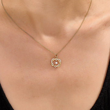 Round Cut Diamond Double Heart Intertwined Necklace for Her