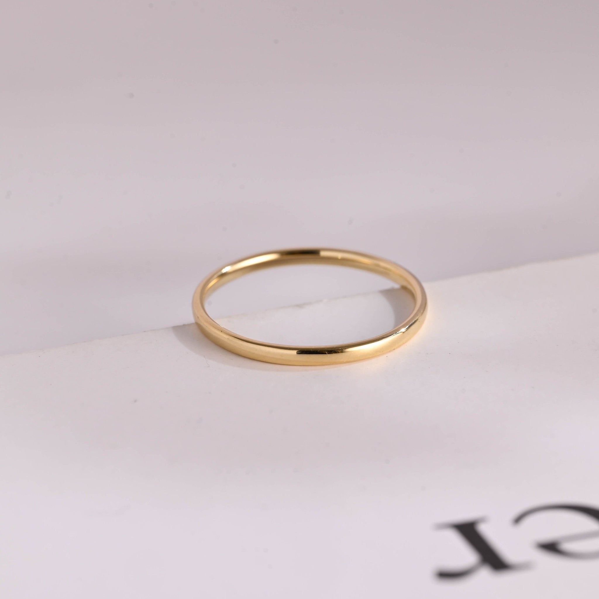 Minimalist Simple Shine Wedding Band, 14k Solid Gold For Her