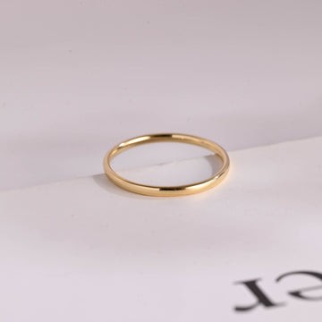 Minimalist Simple Shine Wedding Band, 14k Solid Gold For Her