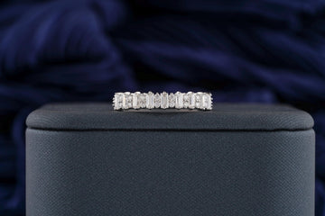 0.76CT Round & Baguette Cut Half-Eternity CVD EF/VVS Diamond Wedding Band For Her