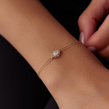 Oval Cut Diamond Vintage Style Bracelet for Her