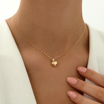 Heart Shape Necklace in 18K Solid Gold for Valentine's Day Gift