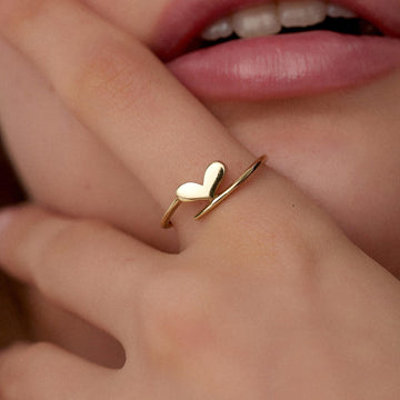 14K Gold Heart Shape Ring Gift For Women