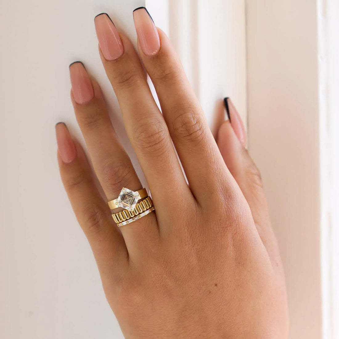 1.50CT-3.50CT Asscher Cut Moissanite Diamond Thick Band Engagement Ring