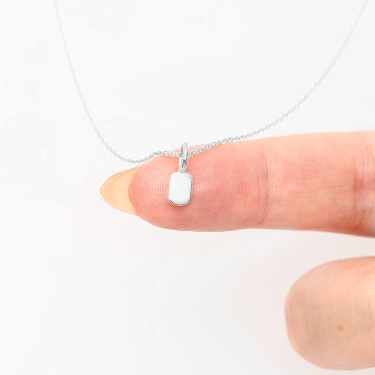 Mini Dog Tag White Gold