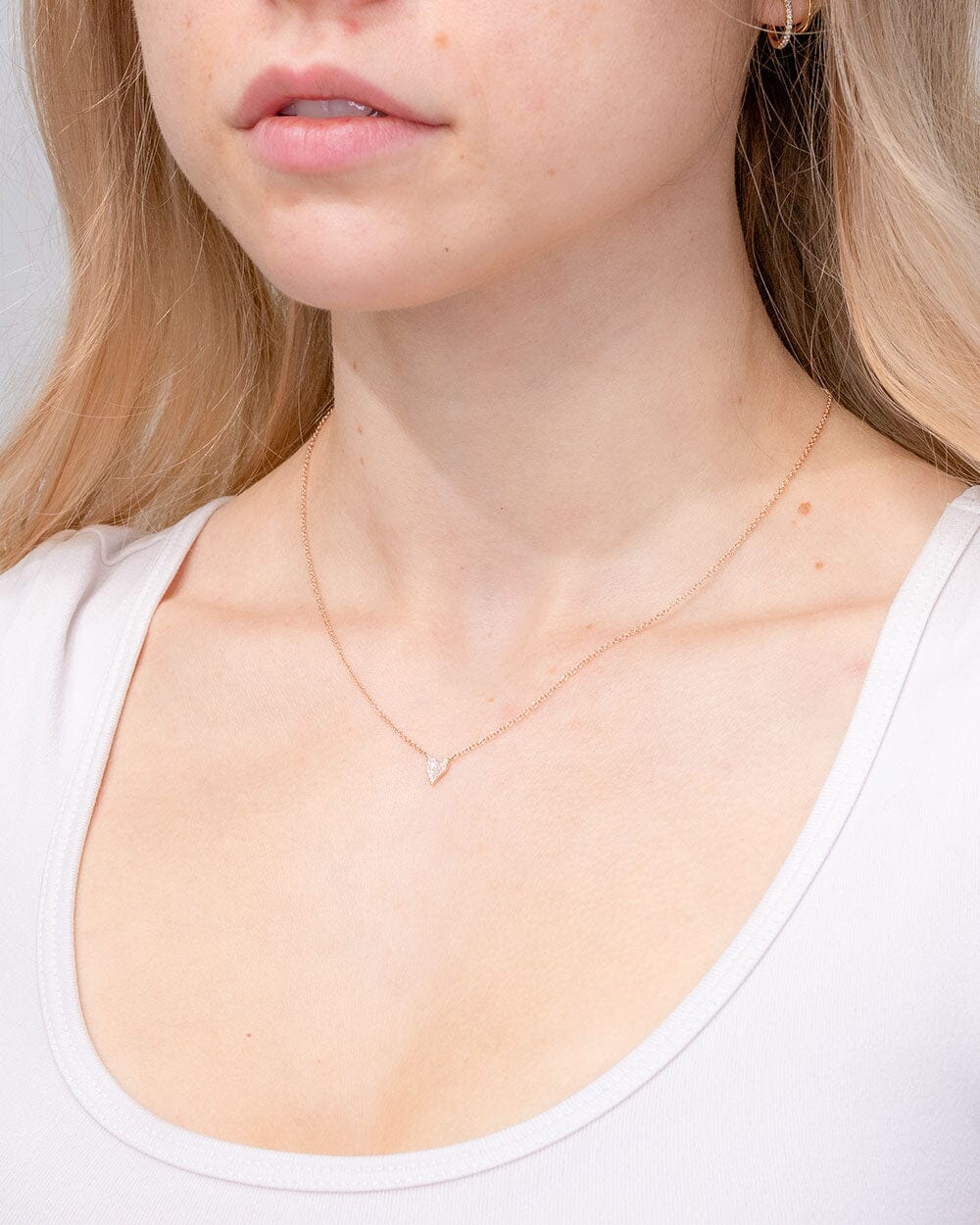 Mini Pavé Heart Necklace Rose Gold