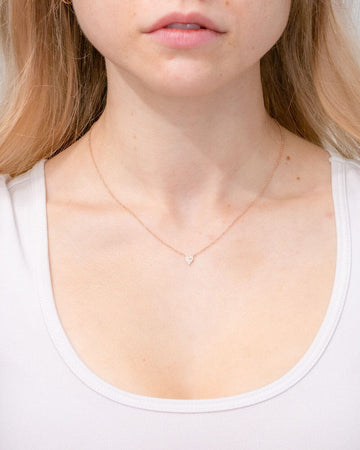 Mini Pavé Heart Necklace Rose Gold