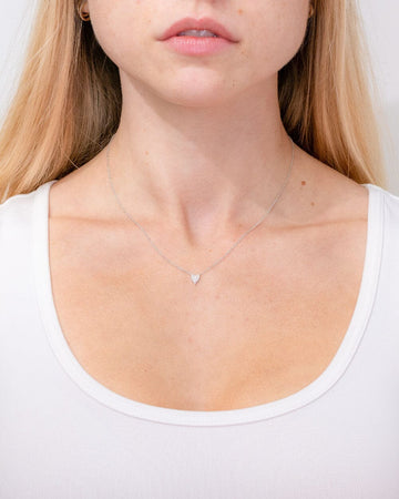 Mini Pavé Heart Necklace White Gold