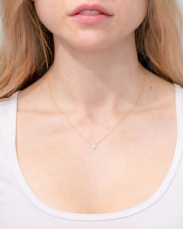 Mini Pavé Heart Necklace Yellow Gold