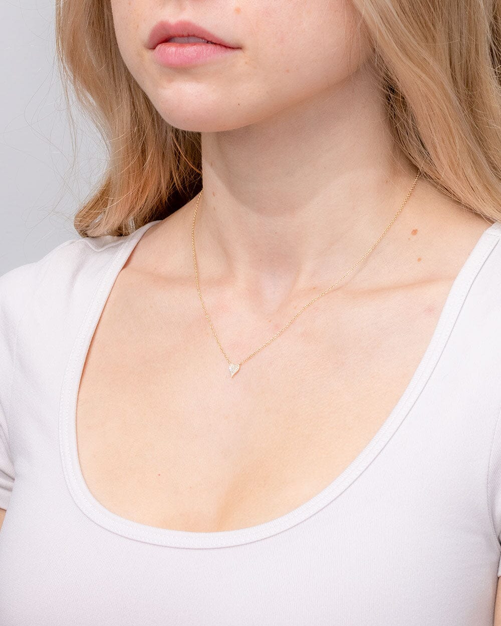Mini Pavé Heart Necklace Yellow Gold