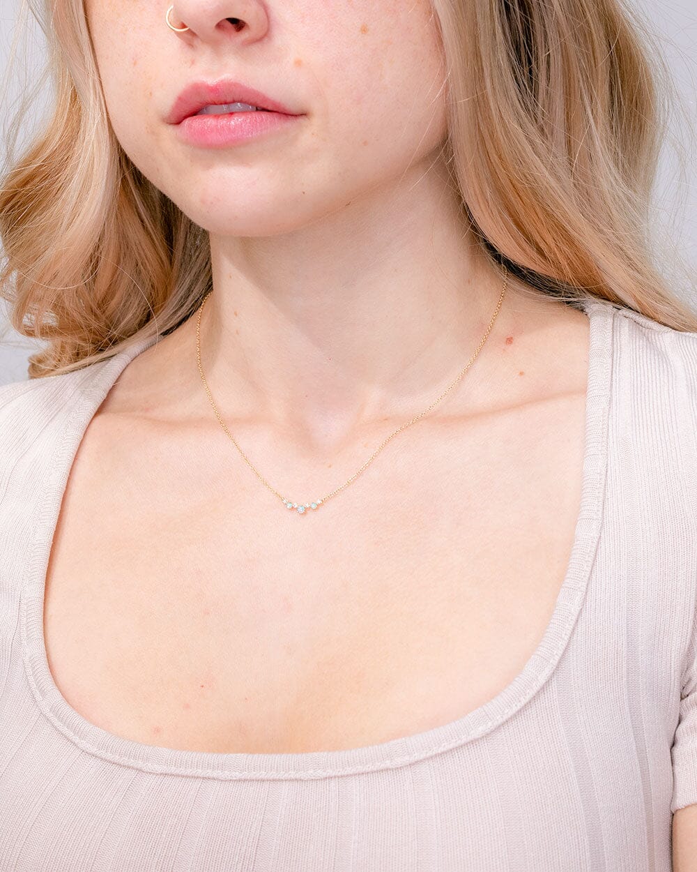 Opal & Diamond Curve Necklace