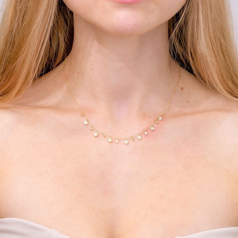 Opal & Diamond Drip Necklace