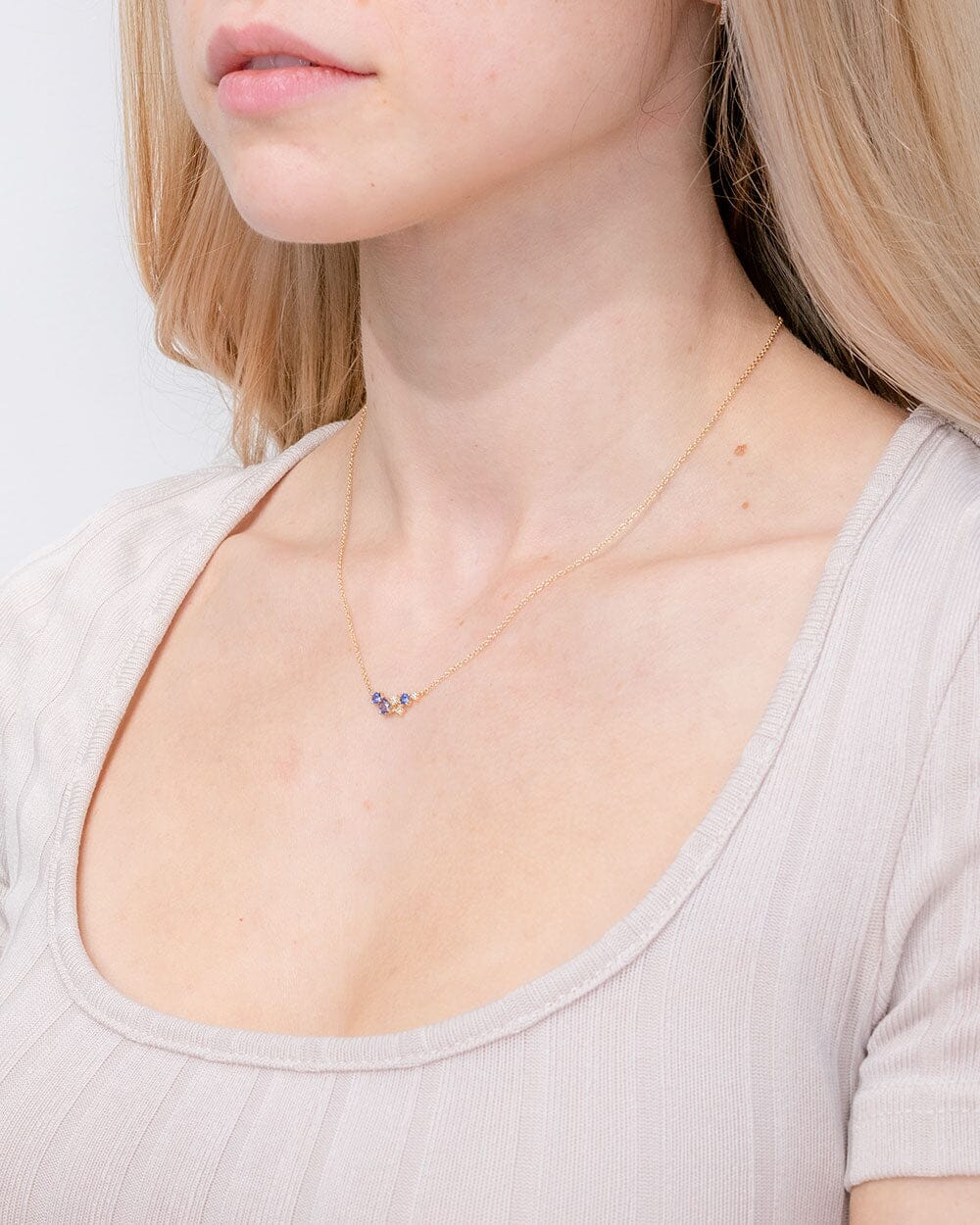 Organic Sapphire and Diamond Necklace