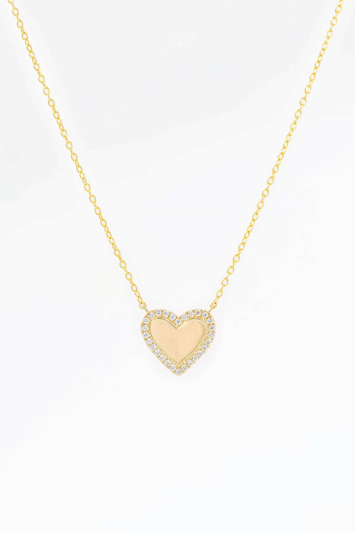 Pavé Diamond Border Engravable Heart Pendant