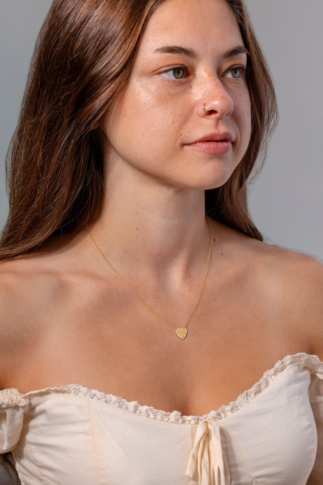 Pavé Diamond Border Engravable Heart Pendant