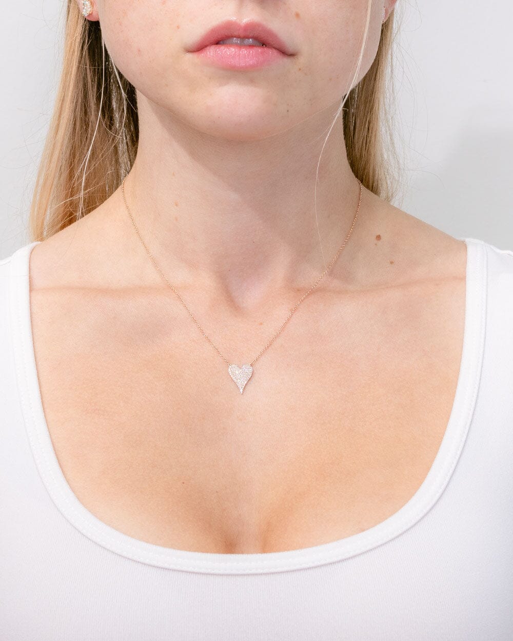 Pavé Heart Necklace Rose Gold
