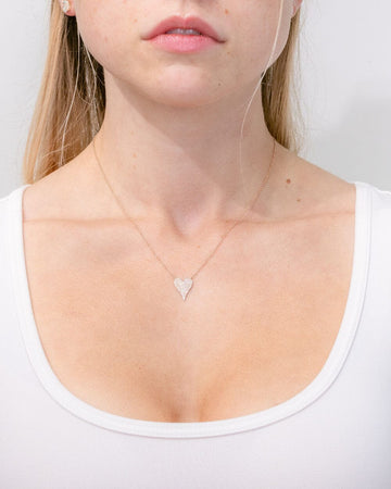 Pavé Heart Necklace Rose Gold
