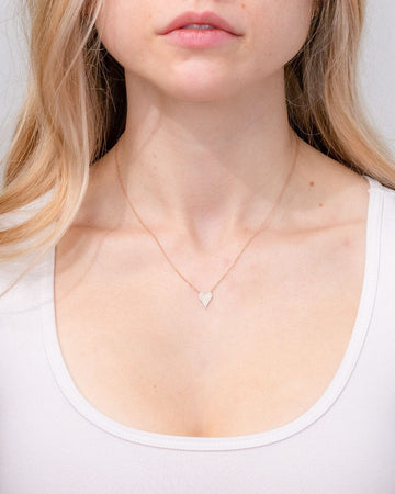 Small Pavé Heart Necklace Rose Gold