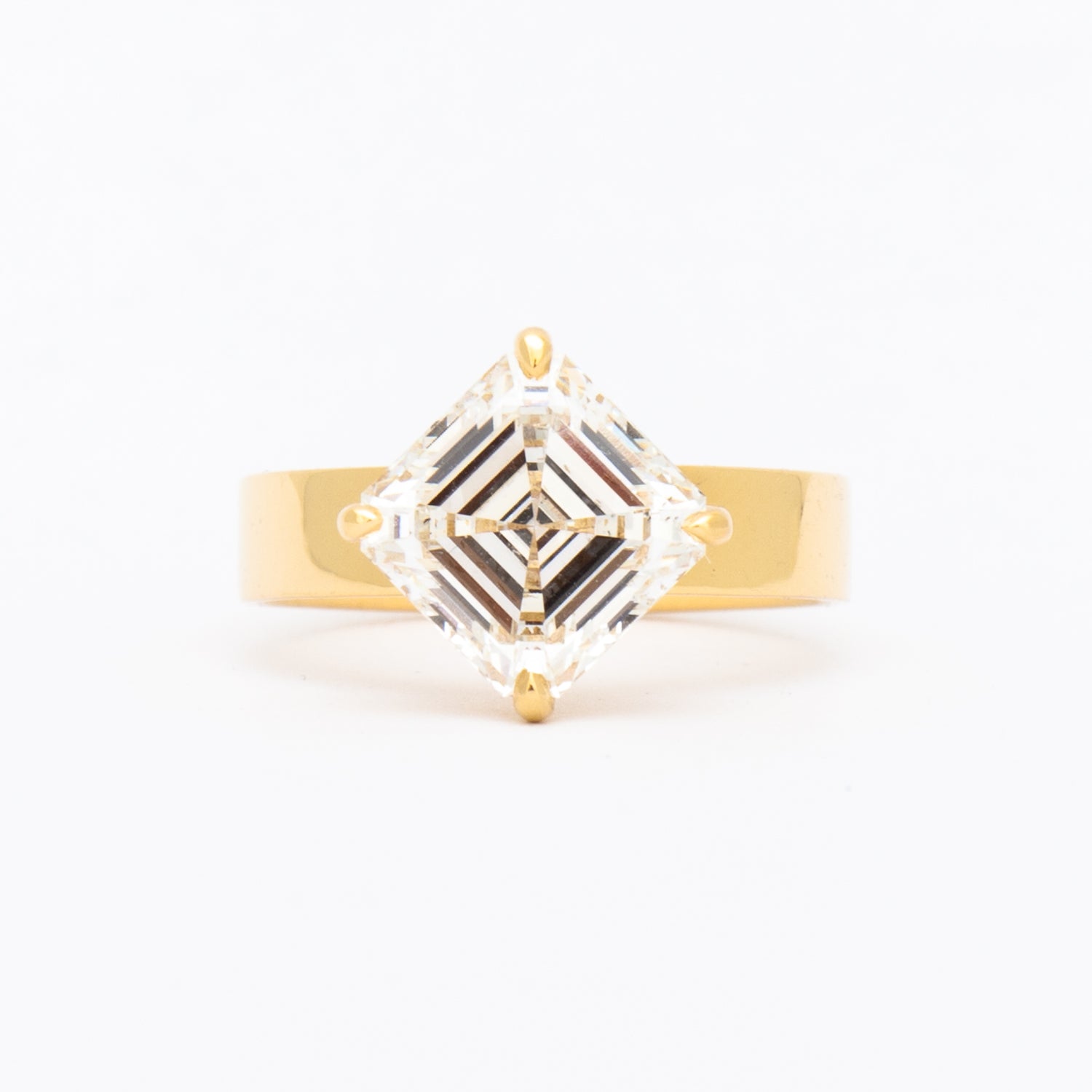 1.50CT-3.50CT Asscher Cut Moissanite Diamond Thick Band Engagement Ring