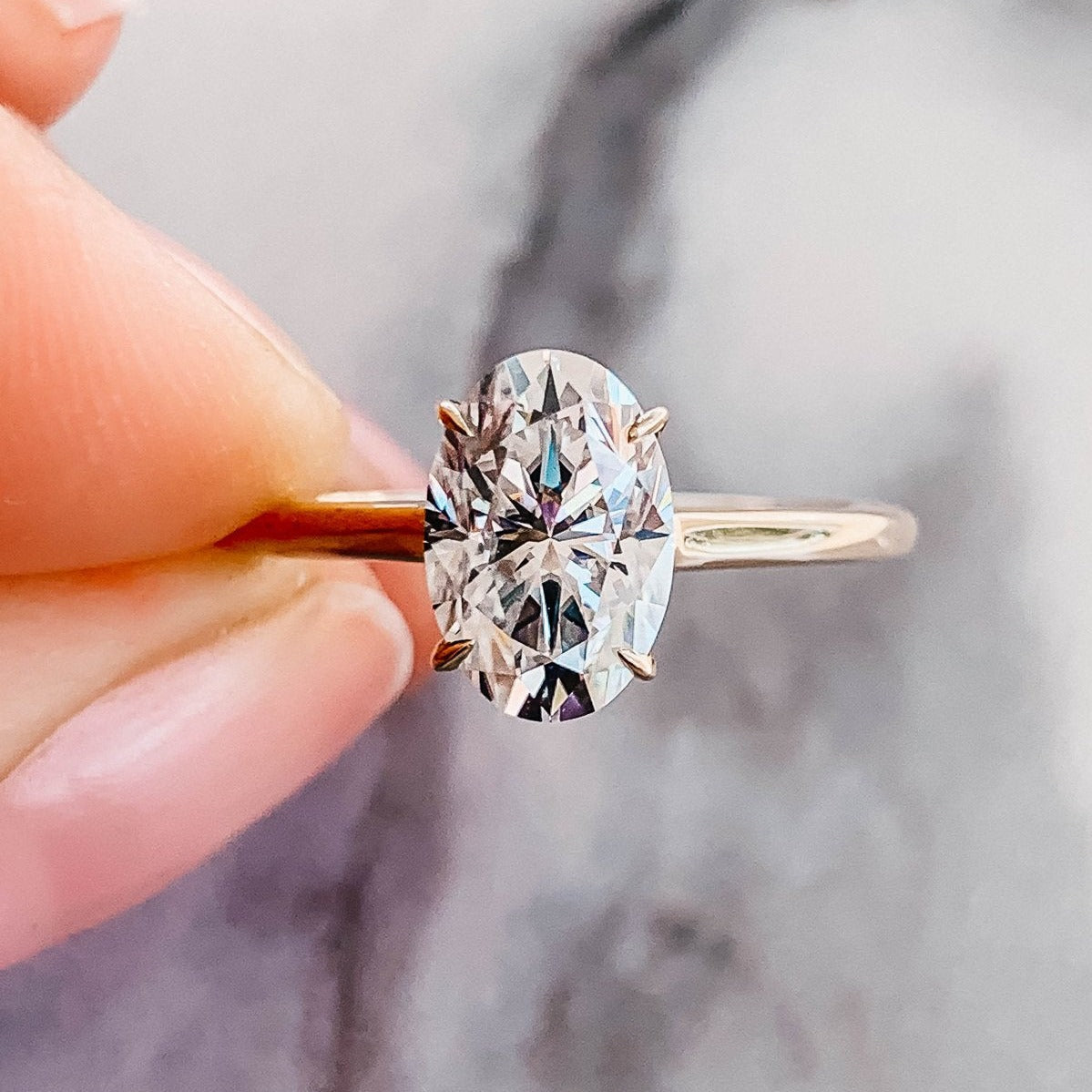 3.0CT Oval Cut Moissanite Solitaire Diamond Engagement Ring